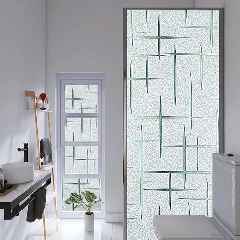 فيلم نافذة متجمد بدون غراء، ملصقات نافذة للخصوصية للنجوم، شارات نافذة مزخرفة ملطخة، ملصق نافذة لاصق ثابت للحماية من الأشعة فوق البنفسجية للمكتب المنزلي (35.4 × 78.7 بوصة) in Kuwait