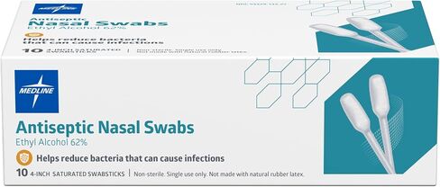 مسحات الأنف المطهرة من ميدلاين، تقلل من البكتيريا، مشبعة مسبقًا، 62% كحول إيثيلي، رائحة الكيوي اللطيفة، مغلفة بشكل فردي، 10 قطع in Kuwait