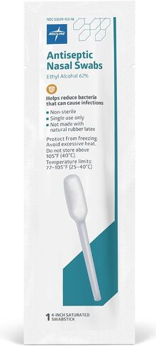 مسحات الأنف المطهرة من ميدلاين، تقلل من البكتيريا، مشبعة مسبقًا، 62% كحول إيثيلي، رائحة الكيوي اللطيفة، مغلفة بشكل فردي، 10 قطع in Kuwait