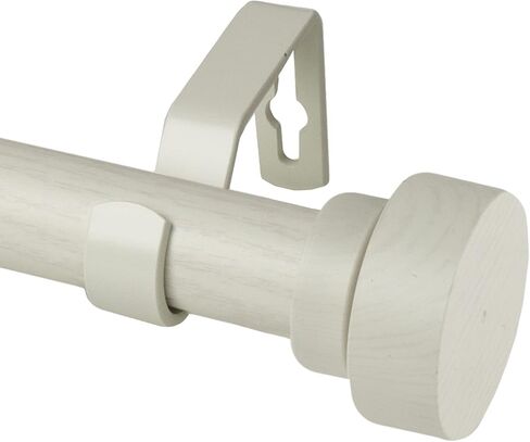 Rod Desyne 1" Bonnet Faux Wood Single Curtain Rod, 160-240 inch, Pearl White in Saudi Arabia