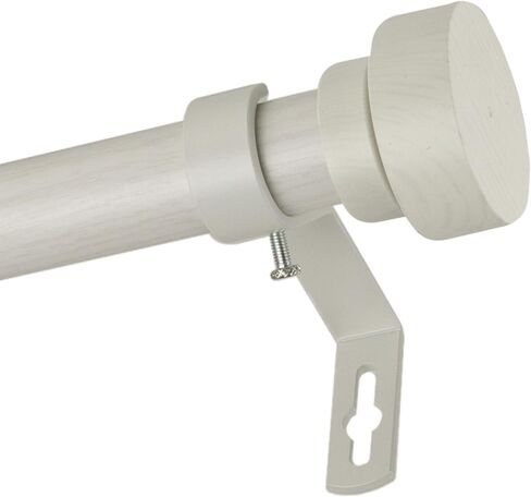 Rod Desyne 1" Bonnet Faux Wood Single Curtain Rod, 160-240 inch, Pearl White in Saudi Arabia