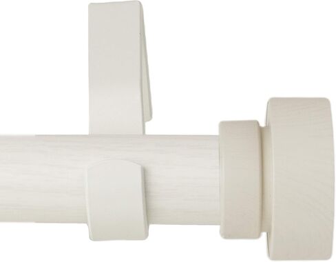 Rod Desyne 1" Bonnet Faux Wood Single Curtain Rod, 160-240 inch, Pearl White in Saudi Arabia