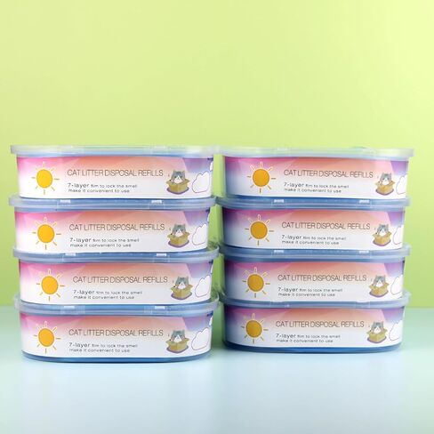 عبوات فضلات القطط المتوافقة مع خرطوشة إعادة تعبئة فضلات الفضلات من ليتر جيني - 8 عبوات in Kuwait