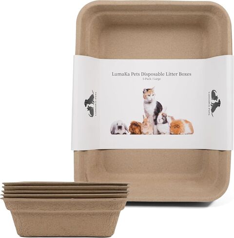 صندوق فضلات LumaKa Pets القابل للتصرف - 5/حزمة/صناديق فضلات كبيرة/يمكن التخلص منها للقطط، صندوق فضلات الأرانب، صندوق فضلات خنزير غينيا، صندوق القطط، صندوق فضلات السفر، صندوق فضلات عالي الجوانب، قوي، مقاوم للتسرب in Kuwait
