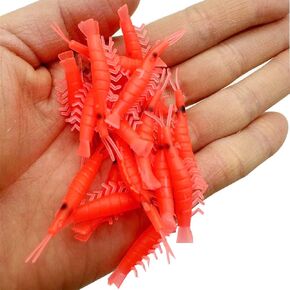 100pcs Shrimp Lure Red/Pink/Glow Green/Glow Pure Color Silicone Shrimp Baits Soft Lure Worms Luminous Simulation Prawn Shrimps Size: 0.5g 4.3cm in Kuwait