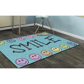 سجادة Flagship Carpets Smile قابلة للغسل في الغسالة لديكور غرفة الأطفال، سجادة الترحيب بفصل الأطفال، سجادة لعب للتدريس وغرفة اللعب، 2 × 3 بوصة، أزرق ومتعدد الألوان in Saudi Arabia
