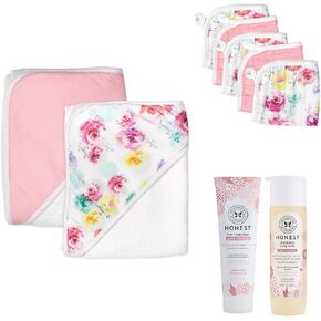 HonestBaby 9-Piece Bubbles and Cuddles Gift Set Bath and Lotion 100% Organic Cotton for Infant Baby Boys, Girls, Unisex