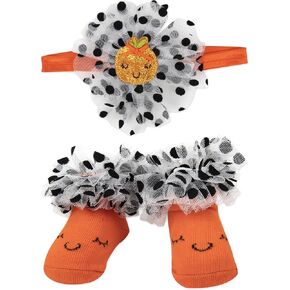 Baby Holiday Socks and Hats or Headbands with Bows for Halloween and Thanksgiving, Ages 0-6 Months Old – 2 Piece Sets in Kuwait