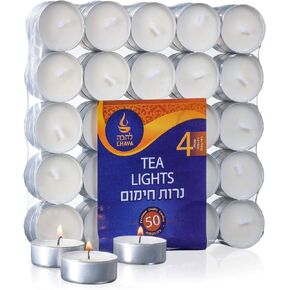 White Tea Light Candles - 50 Pack - Unscented Tea Lights Candles for Home, Travel, Weddings, & Emergencies - 4 Hour Long Burn Time