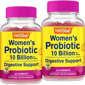 WellYeah Probiotics for Women Gummies (2 Pack) - 10 Billion CFU - for Digestive Support, Gut Health, and Feminine Health Support -Berry Flavor - Vegan, Delayed Release Womens Probiotic - 60 Gummies in Kuwait