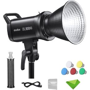 Godox SL100Bi LED ضوء فيديو 100 واط ثنائي اللون 2800-6500K CRI96+ TLCI97+ 11 تأثير إضاءة LED مستمر ضوء فيديو ضوء الفيلم، أضواء لفيلم إضاءة الفيديو، تركيب للفيديو، إنشاء المحتوى، الإنتاج التجاري in Kuwait