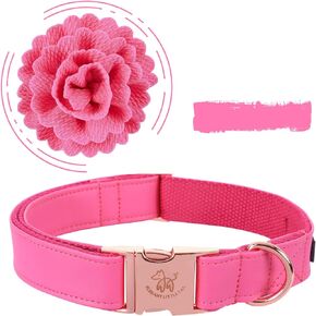 Elegant little tail Green Leather Dog Collar, Girl or Boy Durable Pet Collar, Flower Pattern Bow Tie Dog Collar Adjustable Dog Collars for X-Small Dogs and Cats