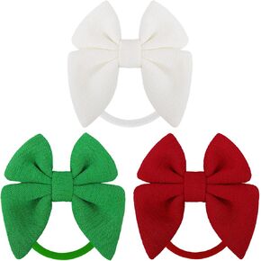 ONENINEDREAM عيد الميلاد طفلة الانحناء عصابات الرأس المصنوعة يدويا القوس الصغير إكسسوارات الشعر المرنة النايلون للأطفال الصغار حديثي الولادة 3 قطع هدية عيد الميلاد أحمر أبيض أخضر in Kuwait