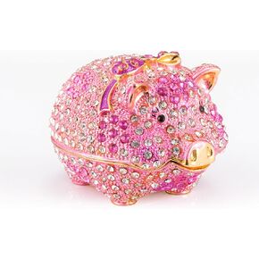 qfiu QIFU Hand Painted Enameled Cute Pig Decorative Hinged Jewelry Trinket Box Unique Gift for Home Decor in Saudi Arabia