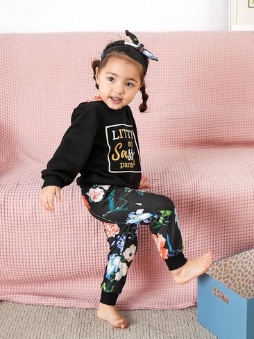 Baby Girl Clothes Toddler Hoodie Outfit Summer Floral Sweatshirt Cute Pant Infant Clothing 6 12 18 Months 2 3 4T in Saudi Arabia