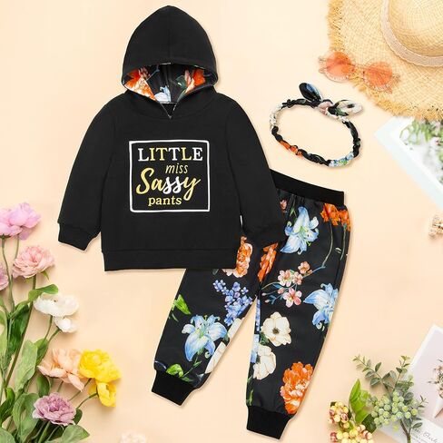 Baby Girl Clothes Toddler Hoodie Outfit Summer Floral Sweatshirt Cute Pant Infant Clothing 6 12 18 Months 2 3 4T in Saudi Arabia