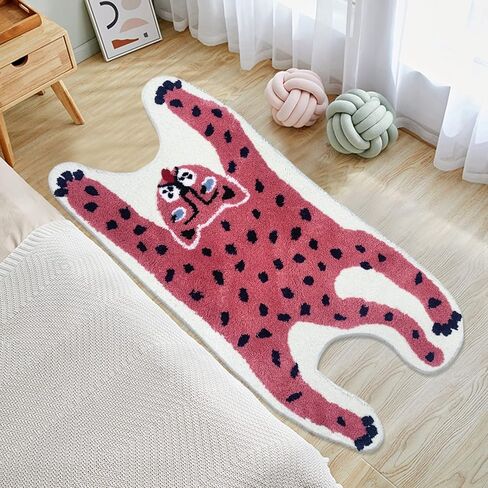 سجادة أطفال لطيفة من ABREEZE، سجادة منطقة الفهد لغرفة الأطفال، سجادة حمام منفوشة من الألياف الدقيقة، سجادة أرضية فائقة الامتصاص لغرفة النوم، الحمام، غرفة اللعب، ديكور المنزل، قابلة للغسل, 2'x4.3' in Kuwait