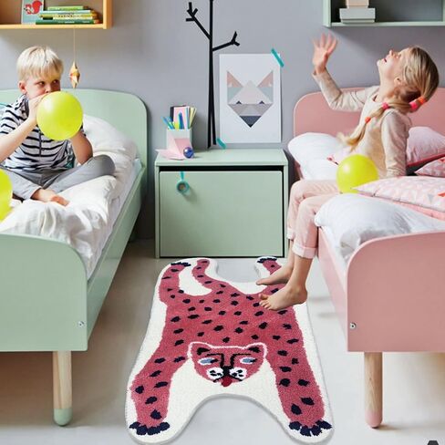 سجادة أطفال لطيفة من ABREEZE، سجادة منطقة الفهد لغرفة الأطفال، سجادة حمام منفوشة من الألياف الدقيقة، سجادة أرضية فائقة الامتصاص لغرفة النوم، الحمام، غرفة اللعب، ديكور المنزل، قابلة للغسل, 2'x4.3' in Kuwait