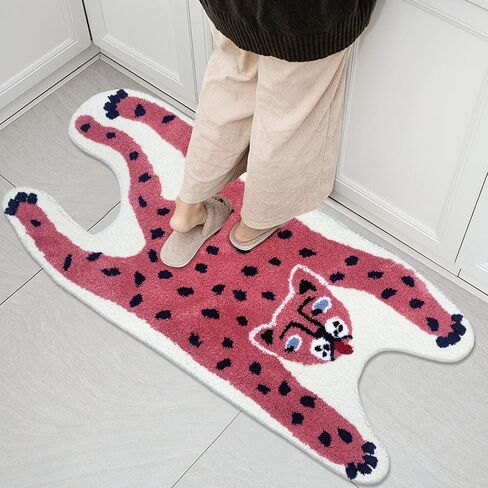 سجادة أطفال لطيفة من ABREEZE، سجادة منطقة الفهد لغرفة الأطفال، سجادة حمام منفوشة من الألياف الدقيقة، سجادة أرضية فائقة الامتصاص لغرفة النوم، الحمام، غرفة اللعب، ديكور المنزل، قابلة للغسل, 2'x4.3' in Kuwait