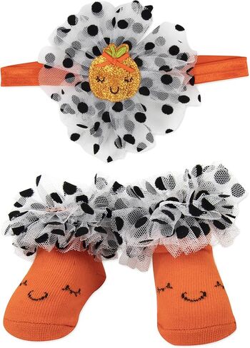 جوارب وقبعات أو عصابات رأس للعطلات للأطفال مع أقواس للهالوين وعيد الشكر، للأعمار من 0 إلى 6 أشهر - مجموعتان من قطعتين in Kuwait