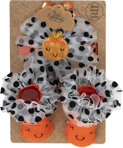 جوارب وقبعات أو عصابات رأس للعطلات للأطفال مع أقواس للهالوين وعيد الشكر، للأعمار من 0 إلى 6 أشهر - مجموعتان من قطعتين in Kuwait