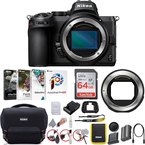 Nikon Z 5 Mirrorless Digital Camera Body Only Bundle with Nikon FTZ II Mount Adapter, Roebling Street Camera Gadget Bag with Accessories, Software Suite v4, and 64GB Ultra SD Card (5 Items) in Saudi Arabia