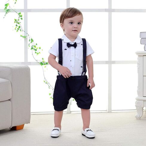 رومبر LXKIKMM للأطفال حديثي الولادة من الأولاد بأكمام قصيرة وربطة عنق على شكل فيونكة in Kuwait