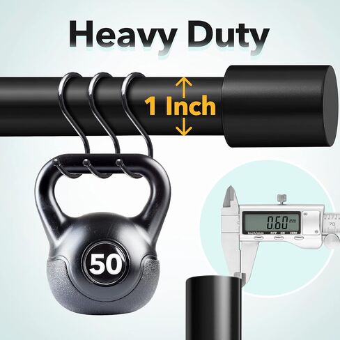 IFELS Heavy Duty Curtain Rods for Windows 48 to 84 Inch,Black Curtain Rods,Indoor/Outdoor Curtain Rods for Patio/Farmhouse,1 Inch Modern Decorative Window Curtain Rod,Easy Install (Black,48-84 In) in Kuwait