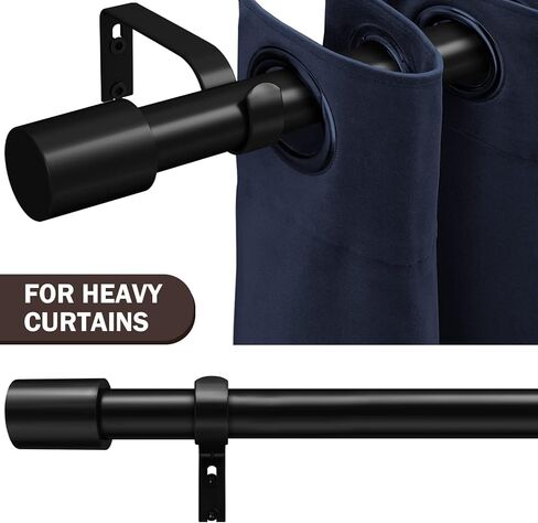 IFELS Heavy Duty Curtain Rods for Windows 48 to 84 Inch,Black Curtain Rods,Indoor/Outdoor Curtain Rods for Patio/Farmhouse,1 Inch Modern Decorative Window Curtain Rod,Easy Install (Black,48-84 In) in Kuwait