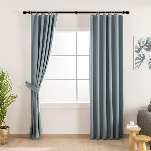 IFELS Heavy Duty Curtain Rods for Windows 48 to 84 Inch,Black Curtain Rods,Indoor/Outdoor Curtain Rods for Patio/Farmhouse,1 Inch Modern Decorative Window Curtain Rod,Easy Install (Black,48-84 In) in Kuwait