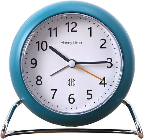 4 Inch Round Non-Ticking Alarm Clock, Battery Operated, Light Emitting Function, Super Silent Alarm Clock, Simple and Stylish Design for DeskBedroom (Black) in Saudi Arabia