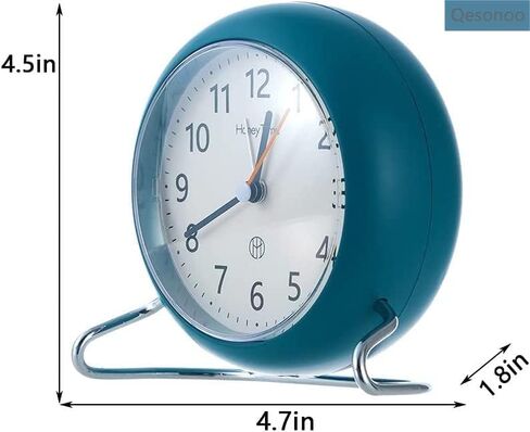 4 Inch Round Non-Ticking Alarm Clock, Battery Operated, Light Emitting Function, Super Silent Alarm Clock, Simple and Stylish Design for DeskBedroom (Black) in Saudi Arabia