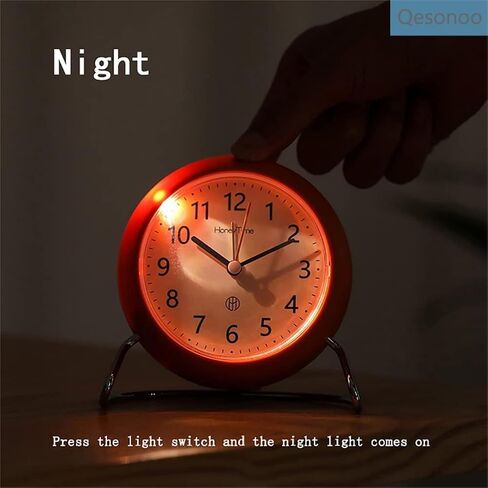 4 Inch Round Non-Ticking Alarm Clock, Battery Operated, Light Emitting Function, Super Silent Alarm Clock, Simple and Stylish Design for DeskBedroom (Black) in Saudi Arabia
