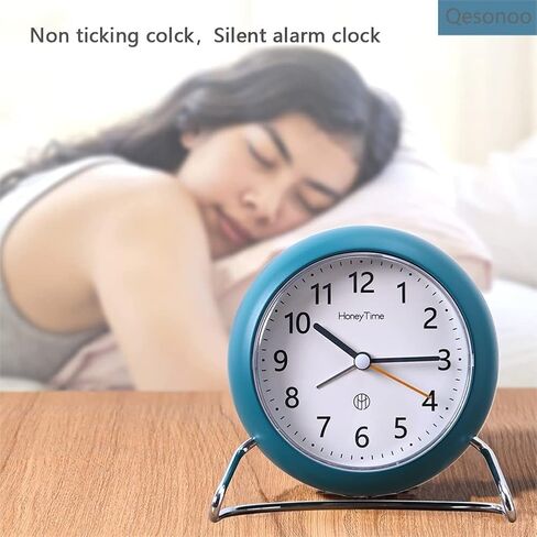 4 Inch Round Non-Ticking Alarm Clock, Battery Operated, Light Emitting Function, Super Silent Alarm Clock, Simple and Stylish Design for DeskBedroom (Black) in Saudi Arabia