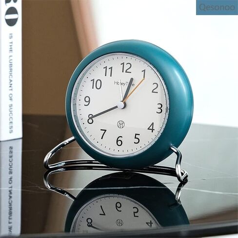 4 Inch Round Non-Ticking Alarm Clock, Battery Operated, Light Emitting Function, Super Silent Alarm Clock, Simple and Stylish Design for DeskBedroom (Black) in Saudi Arabia