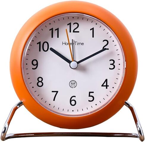 4 Inch Round Non-Ticking Alarm Clock, Battery Operated, Light Emitting Function, Super Silent Alarm Clock, Simple and Stylish Design for DeskBedroom (Black) in Saudi Arabia