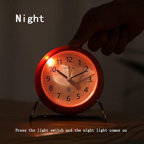 4 Inch Round Non-Ticking Alarm Clock, Battery Operated, Light Emitting Function, Super Silent Alarm Clock, Simple and Stylish Design for DeskBedroom (Black) in Saudi Arabia