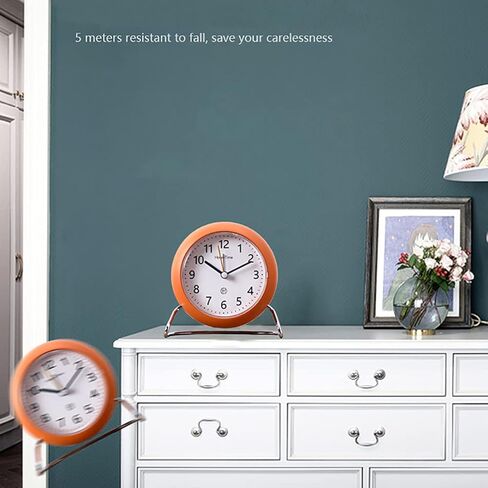 4 Inch Round Non-Ticking Alarm Clock, Battery Operated, Light Emitting Function, Super Silent Alarm Clock, Simple and Stylish Design for DeskBedroom (Black) in Saudi Arabia