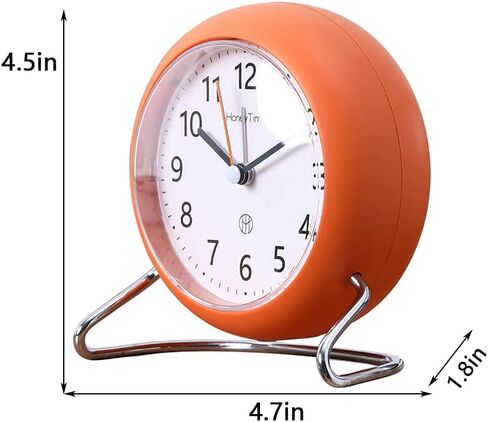 4 Inch Round Non-Ticking Alarm Clock, Battery Operated, Light Emitting Function, Super Silent Alarm Clock, Simple and Stylish Design for DeskBedroom (Black) in Saudi Arabia