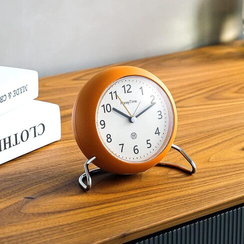 4 Inch Round Non-Ticking Alarm Clock, Battery Operated, Light Emitting Function, Super Silent Alarm Clock, Simple and Stylish Design for DeskBedroom (Black) in Saudi Arabia
