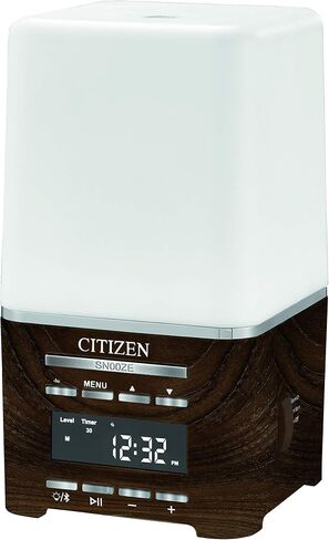 Citizen Clocks Model CC1036 SensoryTime Sensory Time Essential Oil Diffusor Wellness Clock, Alarm, Bluetooth Connection, Room Light, and USB Charging, 7 3/4" H x 4 1/4" W x 4 1/4" D, White in Saudi Arabia