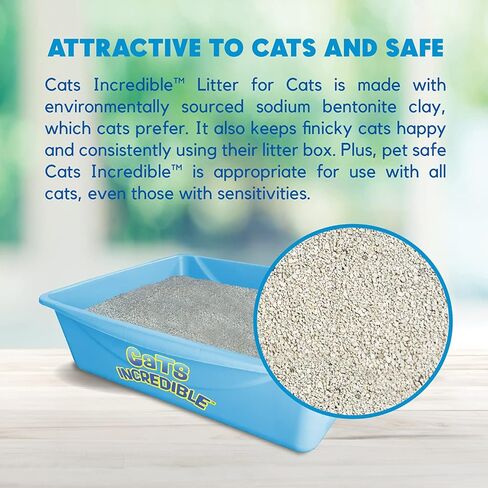 Lucy Pet Cats Incredible 18 lb Box Clumping Cat Litter Recyclable Box with Smell Squasher, Absorbent Natural Clay Formula Prevents Ammonia Build-Up, Unscented in Kuwait