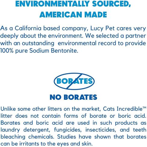 Lucy Pet Cats Incredible 18 lb Box Clumping Cat Litter Recyclable Box with Smell Squasher, Absorbent Natural Clay Formula Prevents Ammonia Build-Up, Unscented in Kuwait