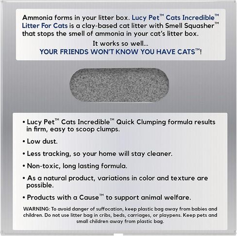 Lucy Pet Cats Incredible 18 lb Box Clumping Cat Litter Recyclable Box with Smell Squasher, Absorbent Natural Clay Formula Prevents Ammonia Build-Up, Unscented in Kuwait