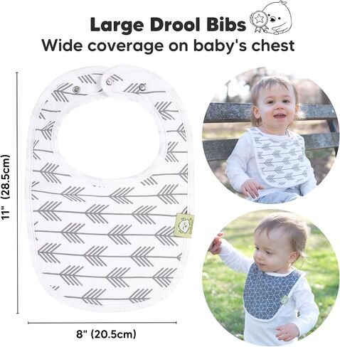 KeaBabies 8-Pack Organic Baby Bibs for Girls & Boys and 6-Pack Organic Baby Washcloths - Teething Baby Bibs for Boy, Girl - Soft Bamboo Viscose Washcloth, Baby Wash Cloths in Saudi Arabia
