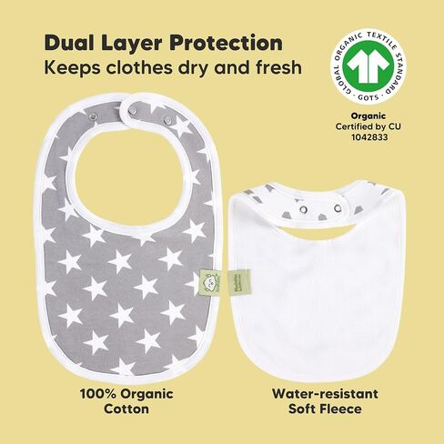 KeaBabies 8-Pack Organic Baby Bibs for Girls & Boys and 6-Pack Organic Baby Washcloths - Teething Baby Bibs for Boy, Girl - Soft Bamboo Viscose Washcloth, Baby Wash Cloths in Saudi Arabia