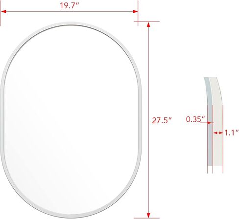 مرايا الحمام على الشاطئ الأبيض فوق المغسلة، مرآة حائط بيضاوية مثبتة على الحائط مرآة حمام بيضاوية الغرور مرآة إطار معدني عمودي وأفقي للتعليق في غرفة النوم وغرفة المعيشة ومدخل in Kuwait