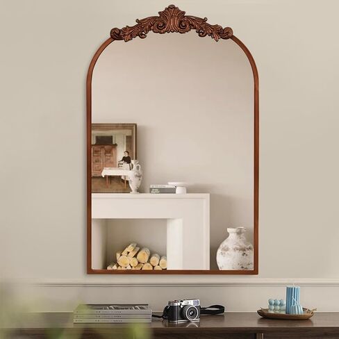 COVLON Vintage Arch Wall Mirror, 19.25" x 30.75" Traditional Vanity Mirror, Baroque Antique Mirror with Metal Frame for Living Room, Hallway, Bedroom, Fireplace, Bathroom or Entryway in Saudi Arabia