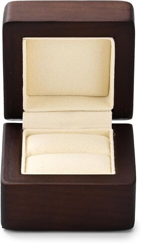 صندوق خاتم اقتراح الخطوبة من Woodten Jewelry، صندوق خاتم فردي من الخشب الصلب للاقتراح، الزفاف (بيج) in Saudi Arabia