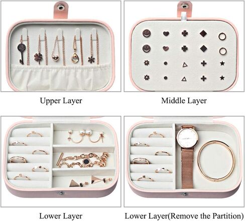 DerBlue Travel Jewelry Case,Small Jewelry Box,Portable Travel Jewelry Box Organizer Display Storage Case for Rings and Earrings in Kuwait